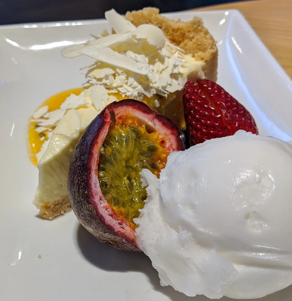 White Chocolate Cheesecake with Sorbet
