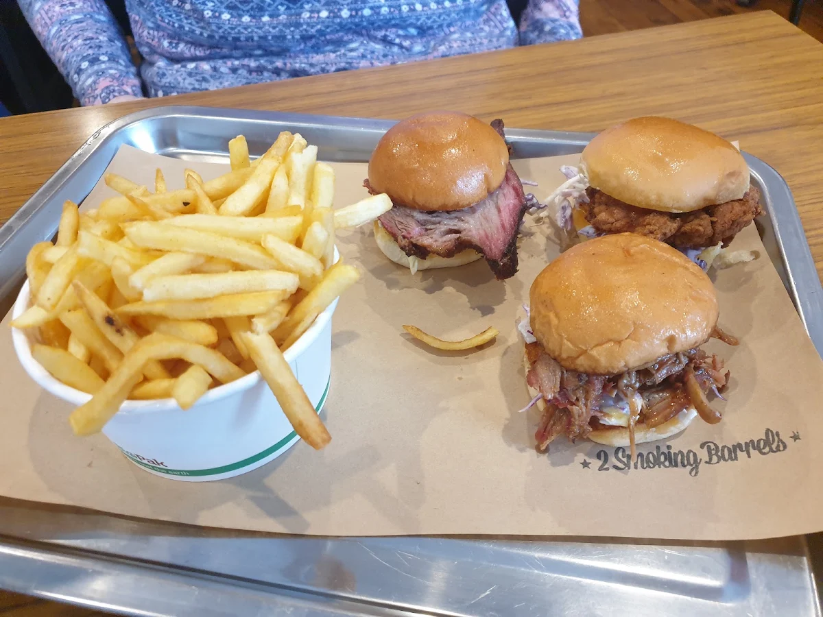 Sliders, 2 Smoking Barrels Barbecue Joint & Food truck