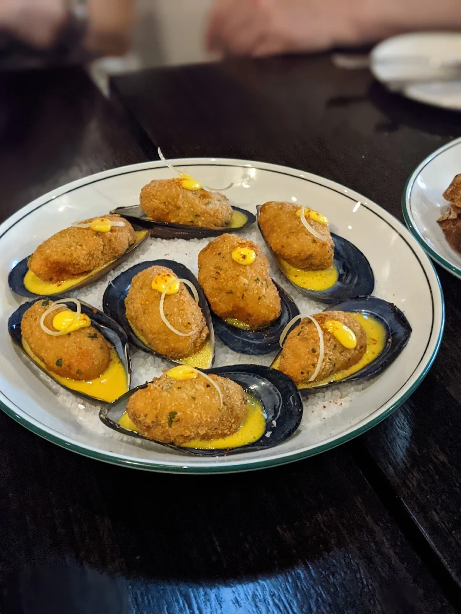 Deep Fried Mussels with Italian Sausage Filling