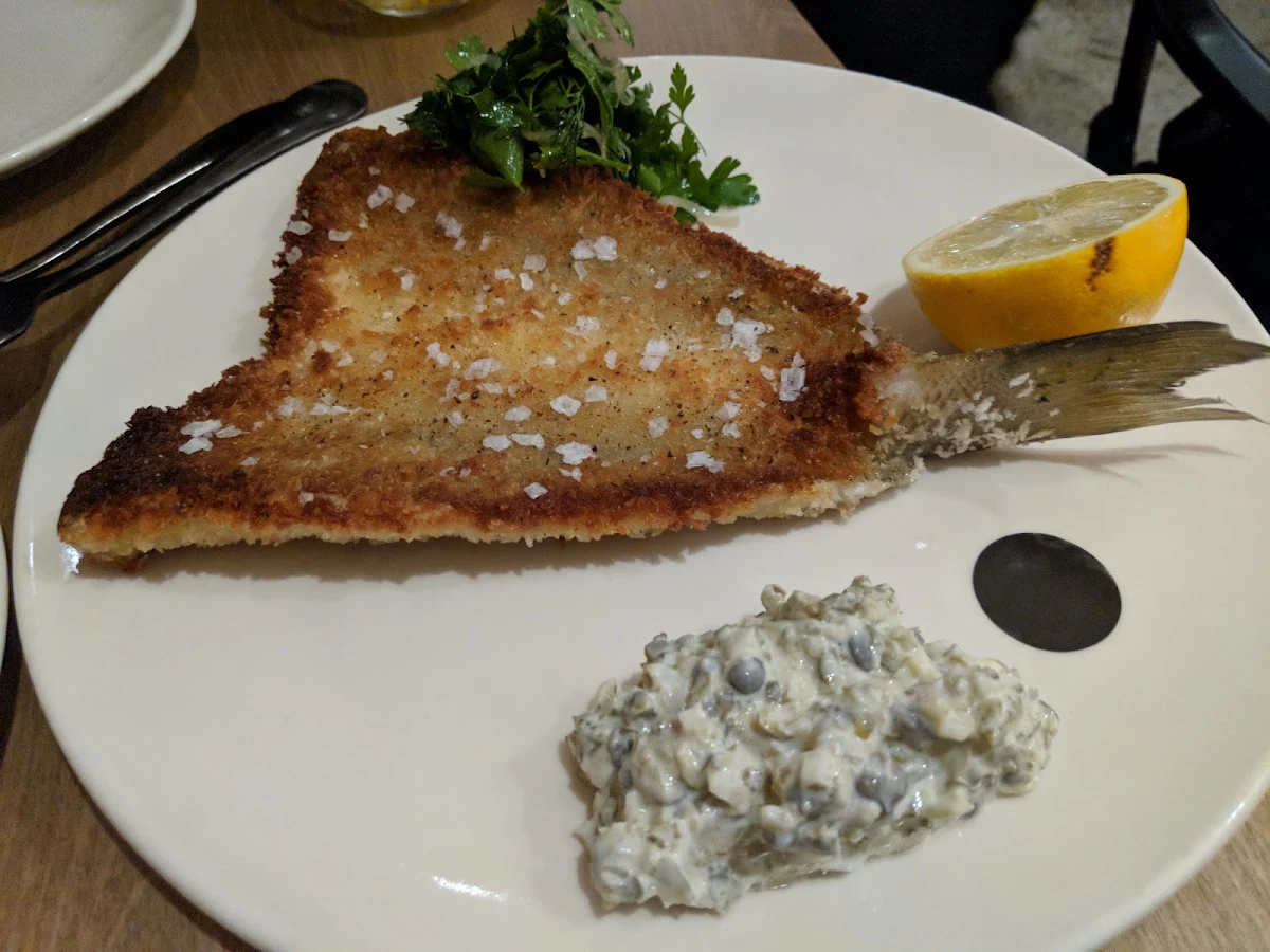 Corner Inlet Crumbed Yellow Eye Mullet Garlic Mayonnaise & Herb Salad