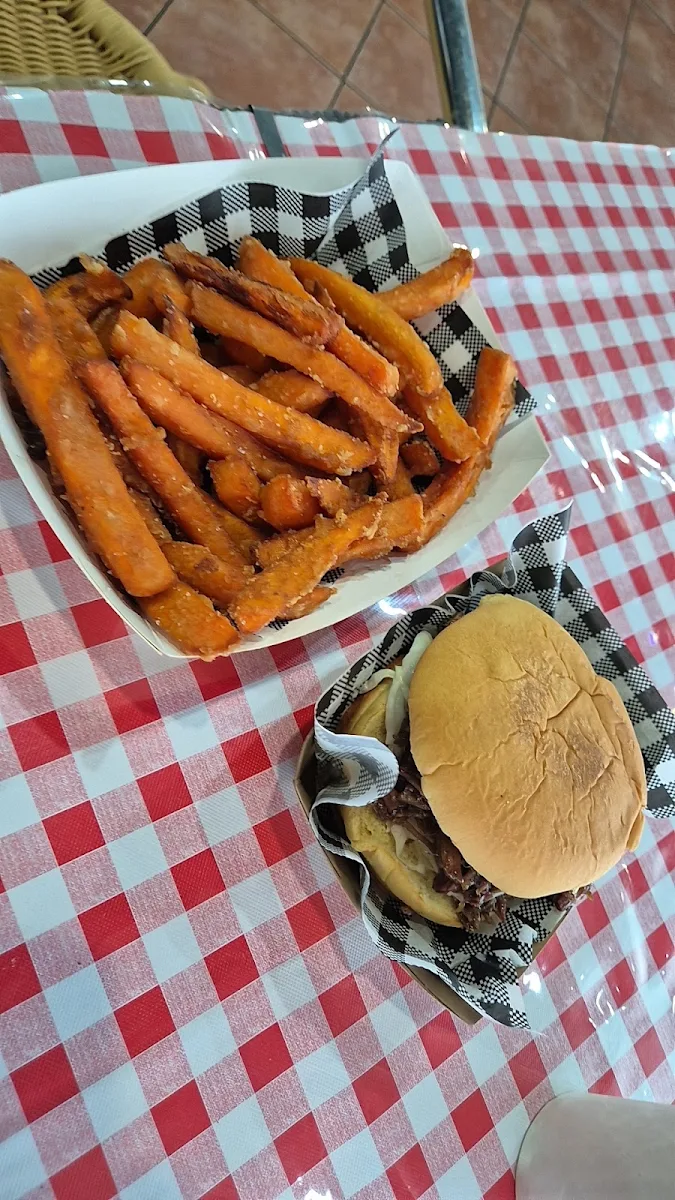 Sweet Potato Fries and Lamb Rib Burger Combo