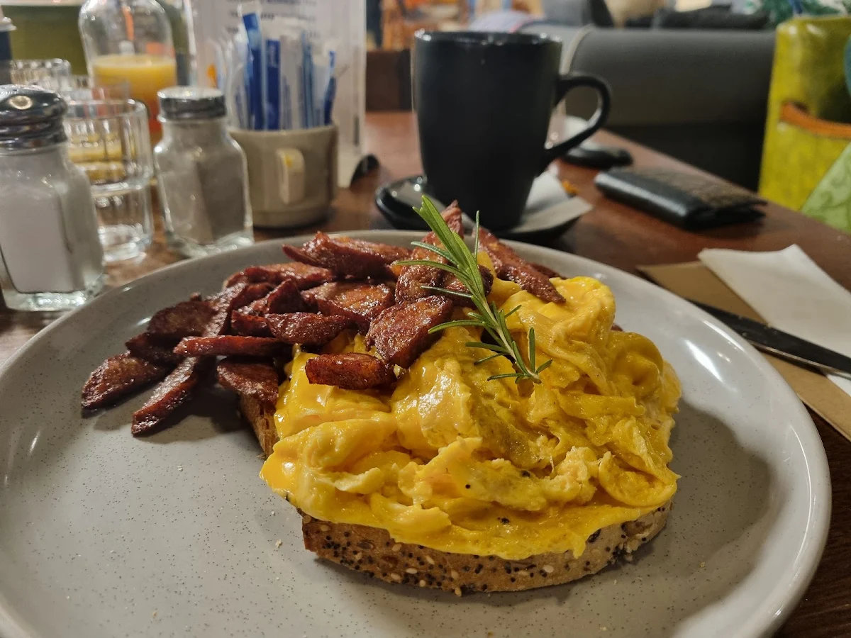 Scrambled Eggs and Toast with Chorizo