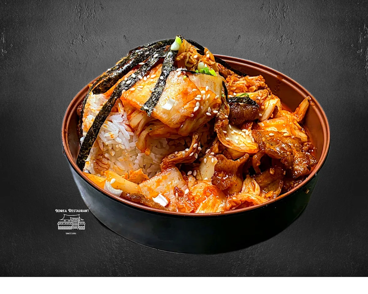 Kimchi Pork Belly on Rice