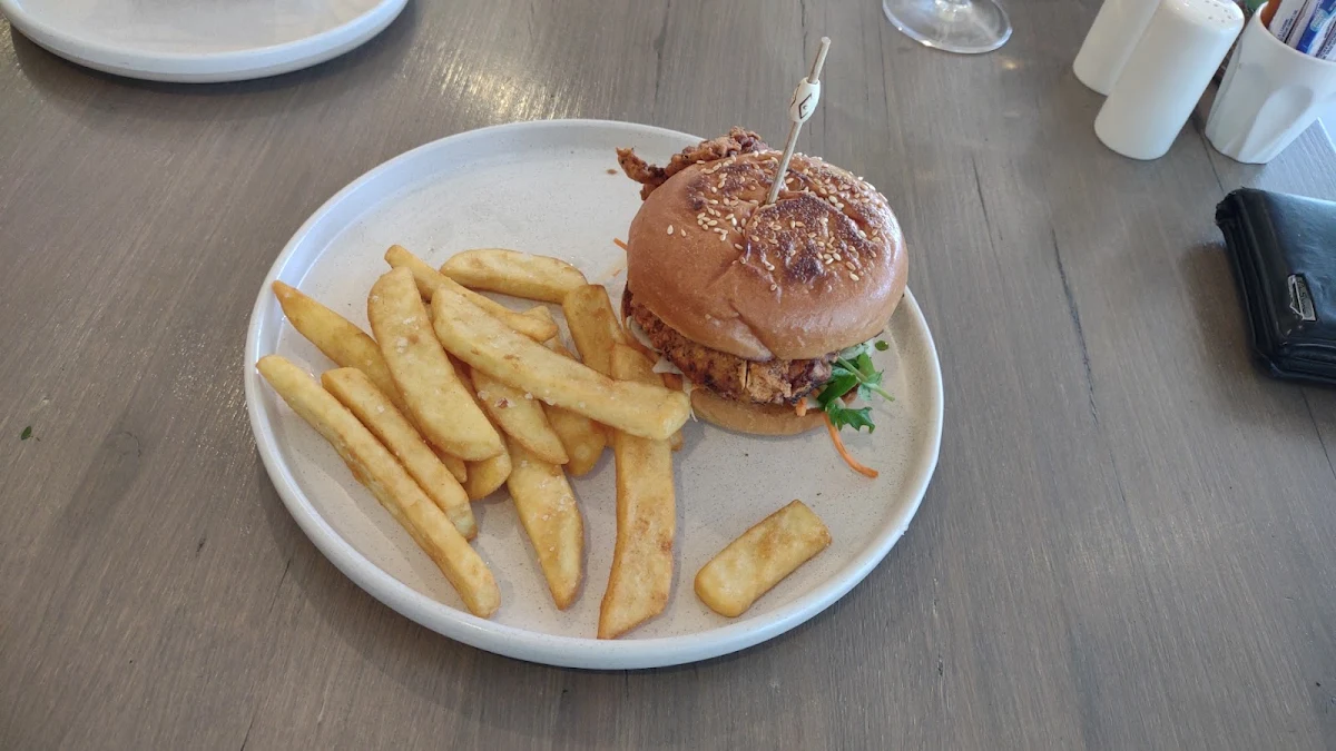 Crispy Fried Chicken Burger and Chips
