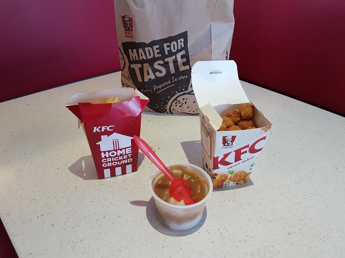 Popcorn Chicken Chips Mashed Potatoes Gravy