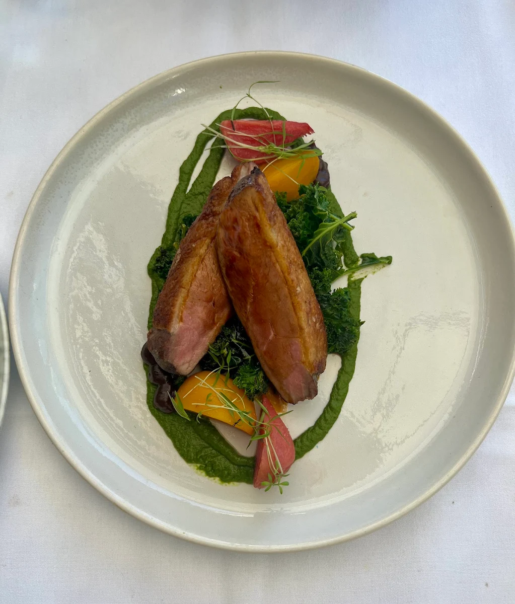 Roasted Duck Breast Salt Baked Baby Beetroot Maravista Farm Kale Prune Jus Gras