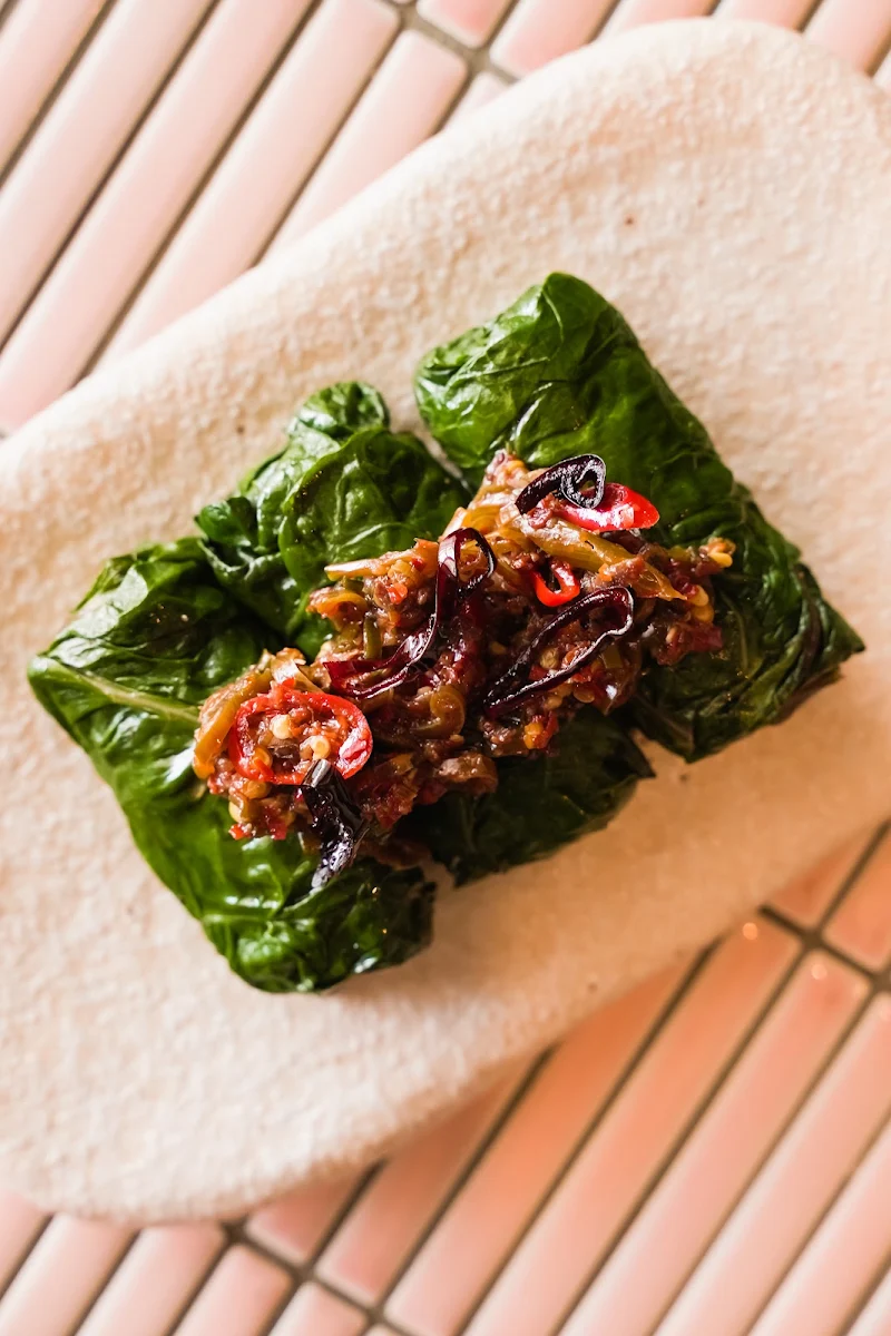 Wild Rice and Seven Spiced Lamb Dolmades XO Vinaigrette