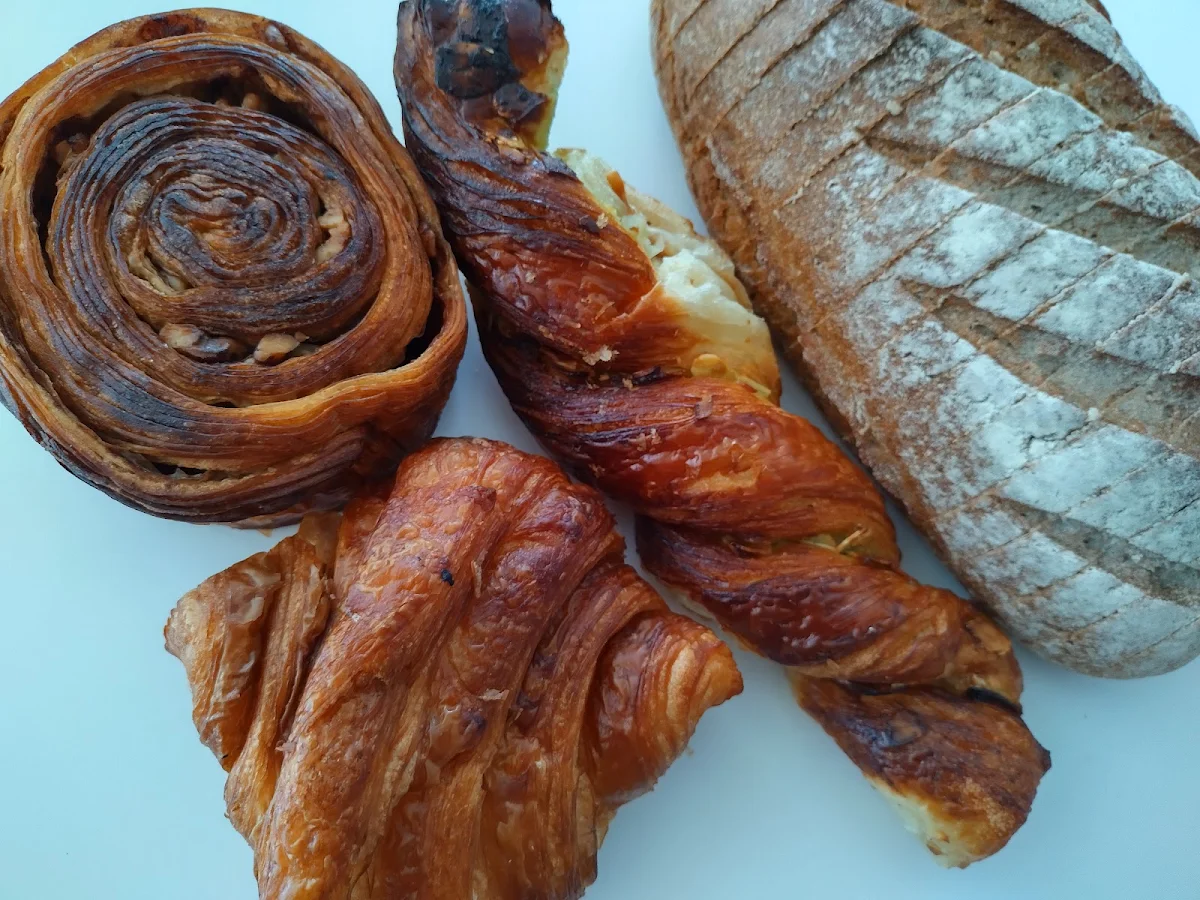 Rye Loaf Plain Croissant Cinnamon Scroll and Pistachio Twist