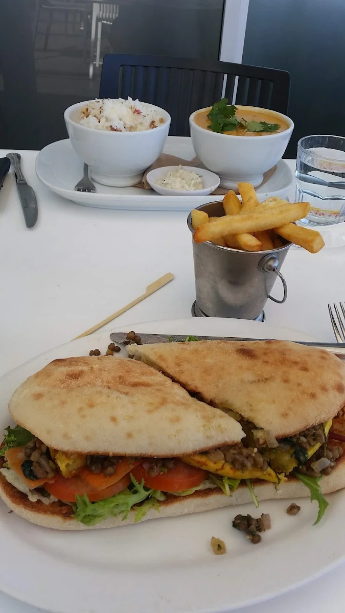 Falafel Burger on Turkish Bread Great Vegan Option if You Have the Yoghurt Removed