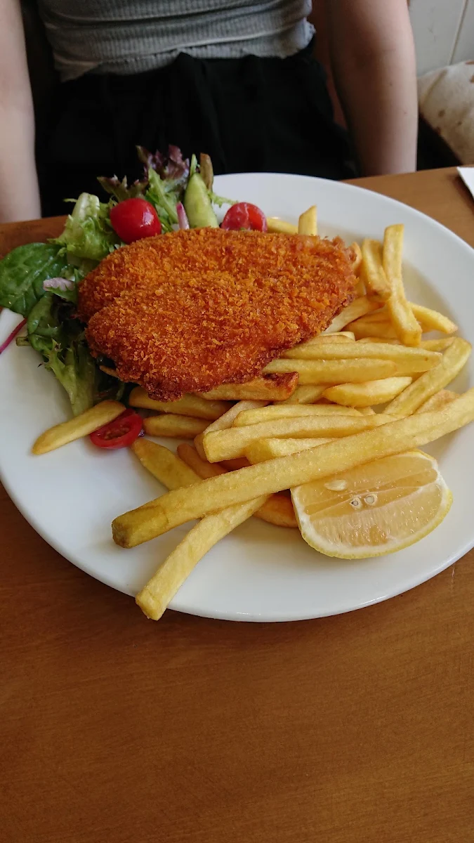 Chicken Schnitzel Chips and Salad