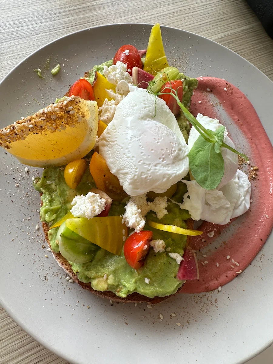Smashed Avo with Beet Hummus