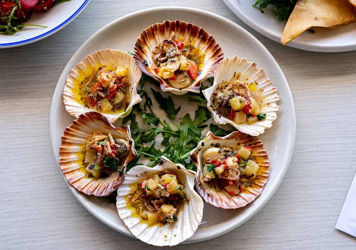 Roast Half Shell Scallops, Watergrill, Sydney Rowing Club