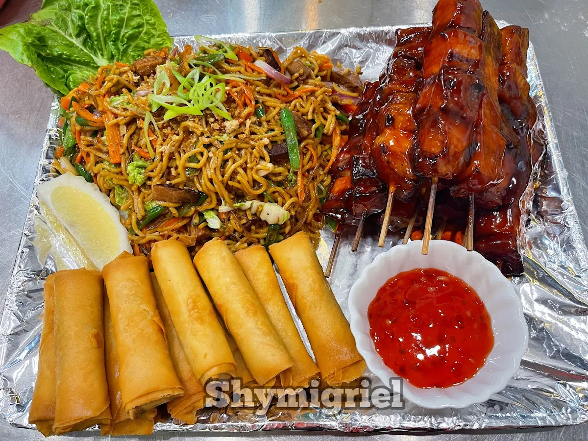 Stir Fry Noodles with Spring Rolls