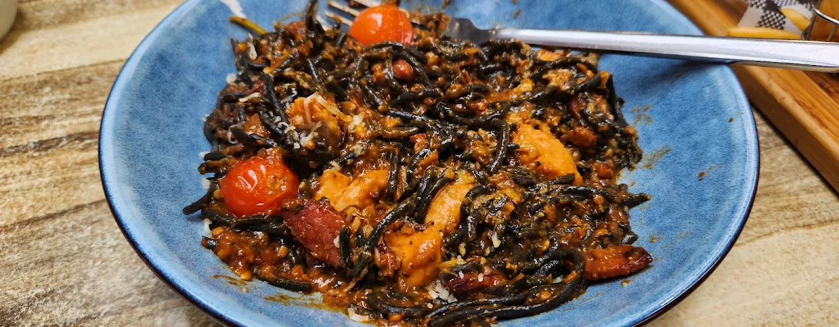 Black Ink Pasta with Chorizo