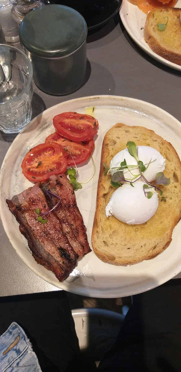 Poached Eggs on Sourdough with Bacon