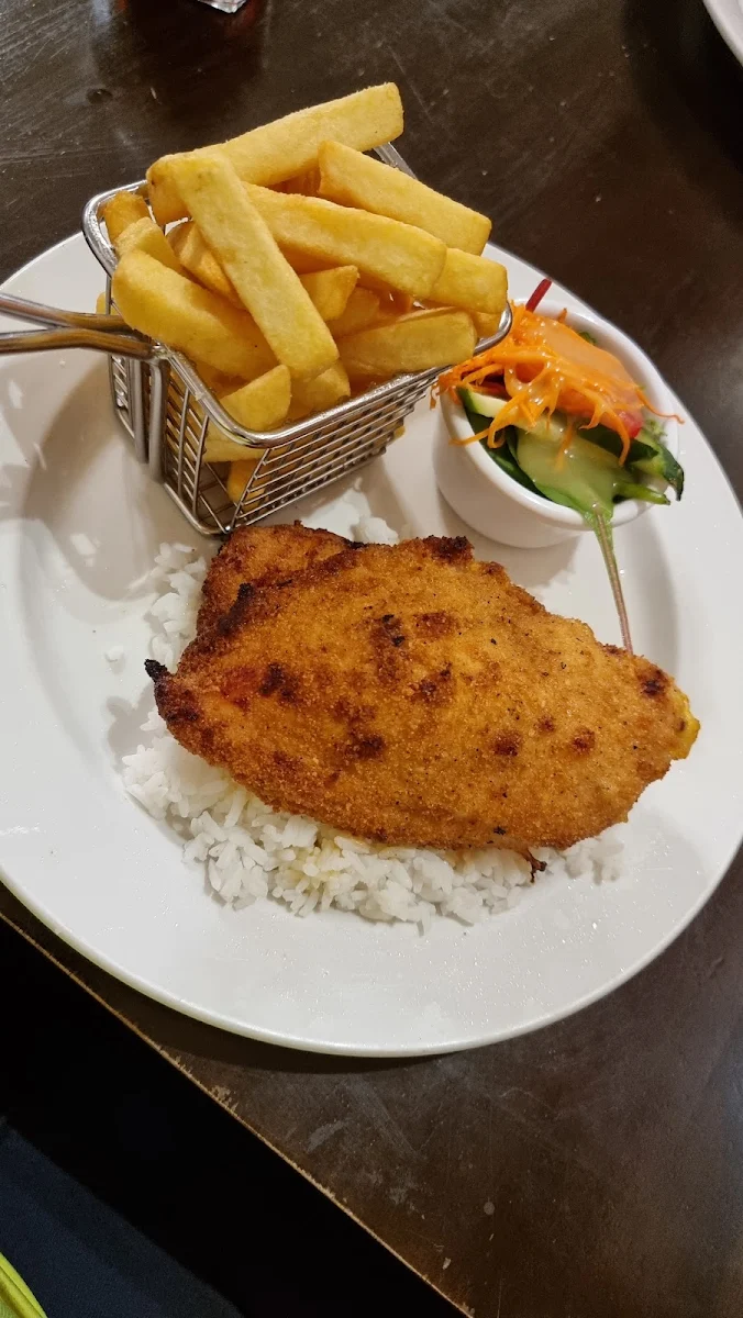 Chicken Kiev Chips and Salad