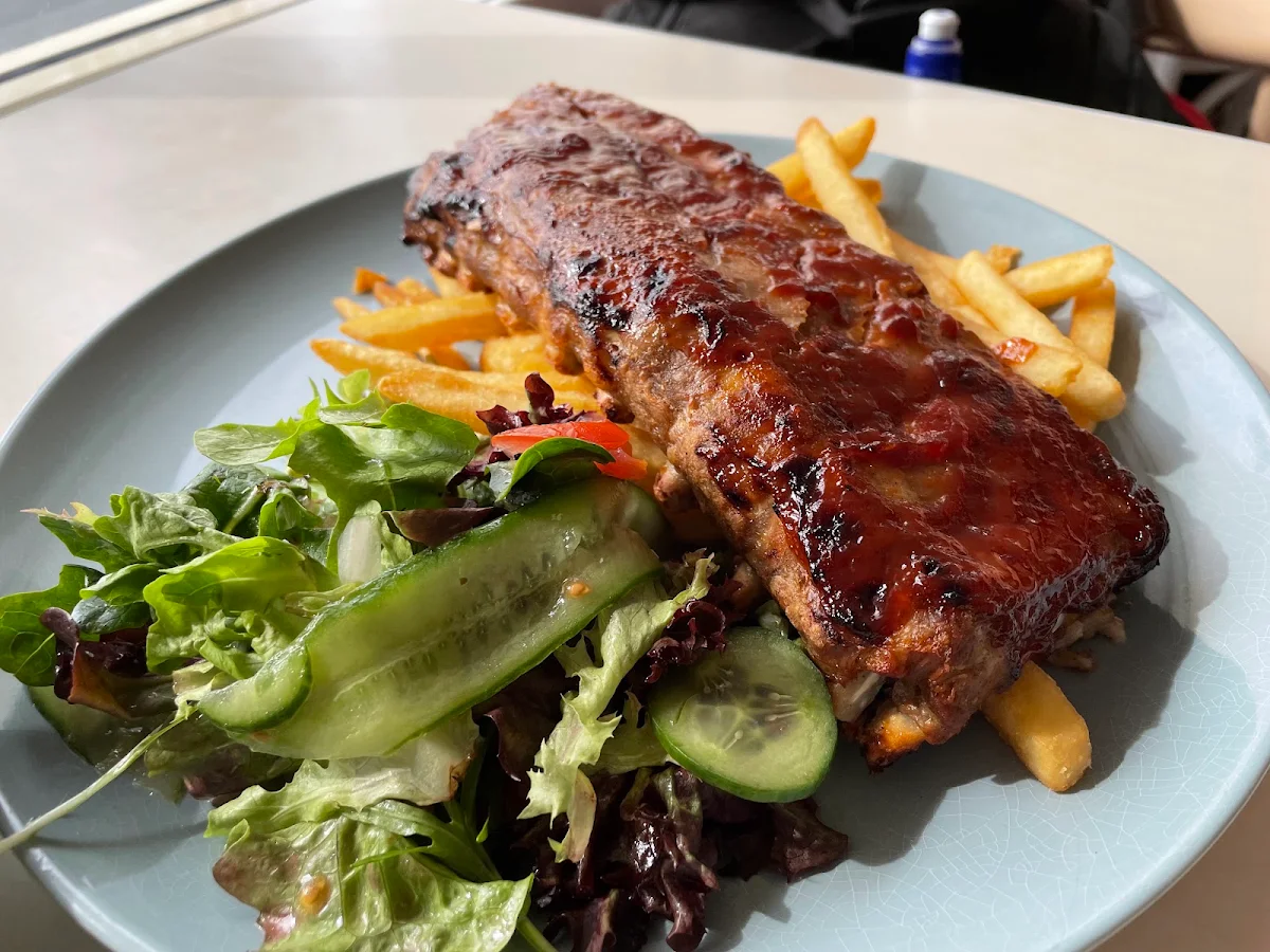 Half Rack Pork Ribs with Chips and Salad