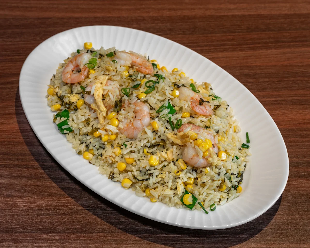 Egg Fried Rice with Prawns & Fresh Corn