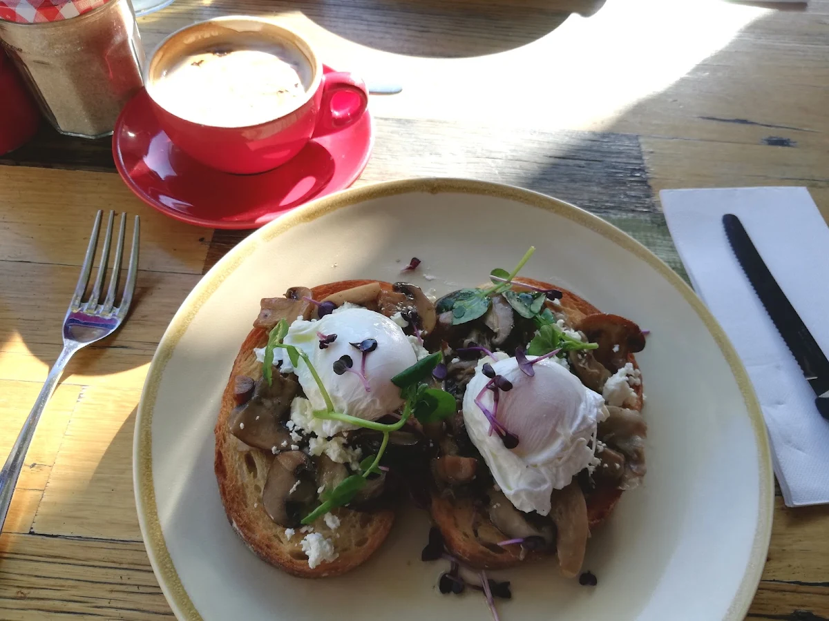 Portobello Mushrooms with Sourdough Toast and Eggs
