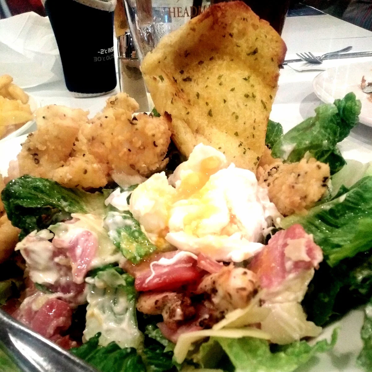 Chicken Caesar Salad with Squid Salad, Midway Tavern