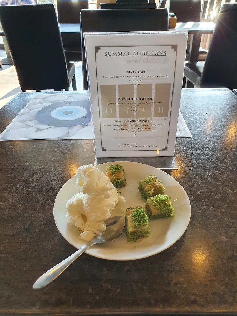 Baklava Served with Vanilla Ice Cream