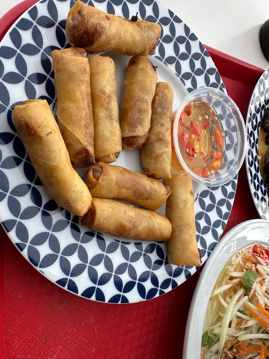 Chicken Nuggets and Spring Rolls with Chips
