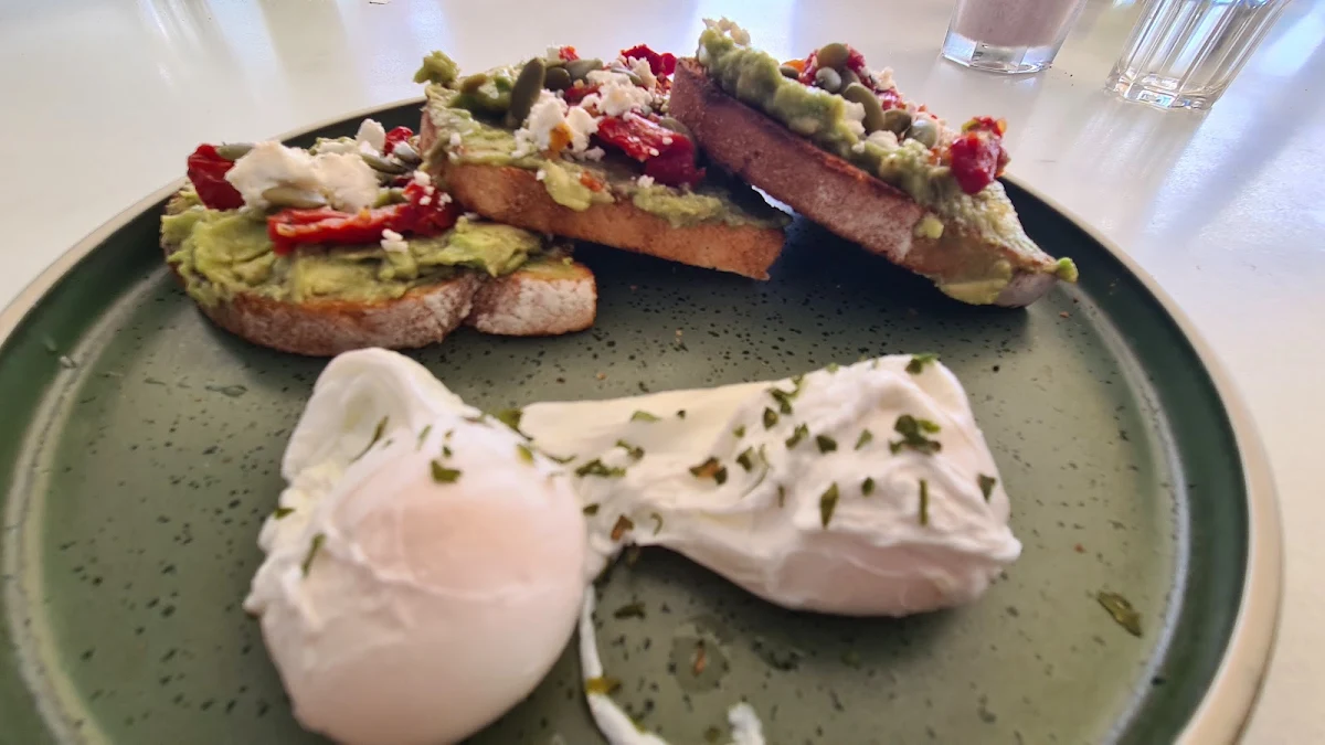 Eggs with Smashed Avocado, CAFE 4 U