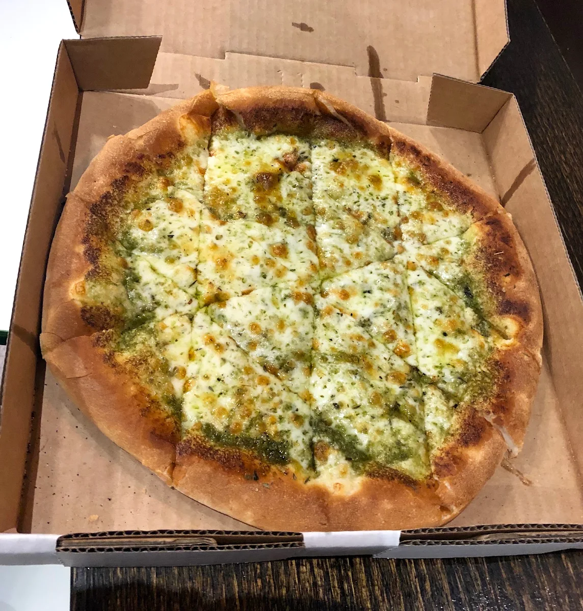 Garlic or Pesto Crust Pesto Contains Pine Nuts V