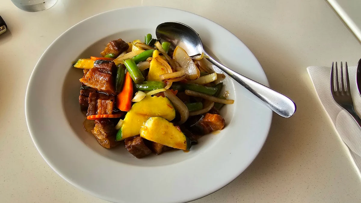 Crispy Pork with Basil and Chilli