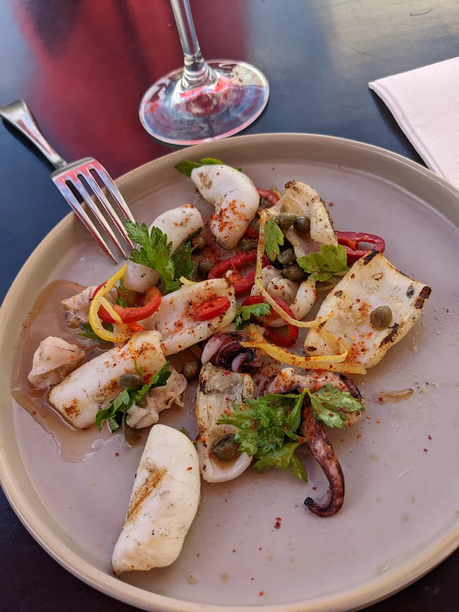 Grilled Squid, Bouzy Rouge