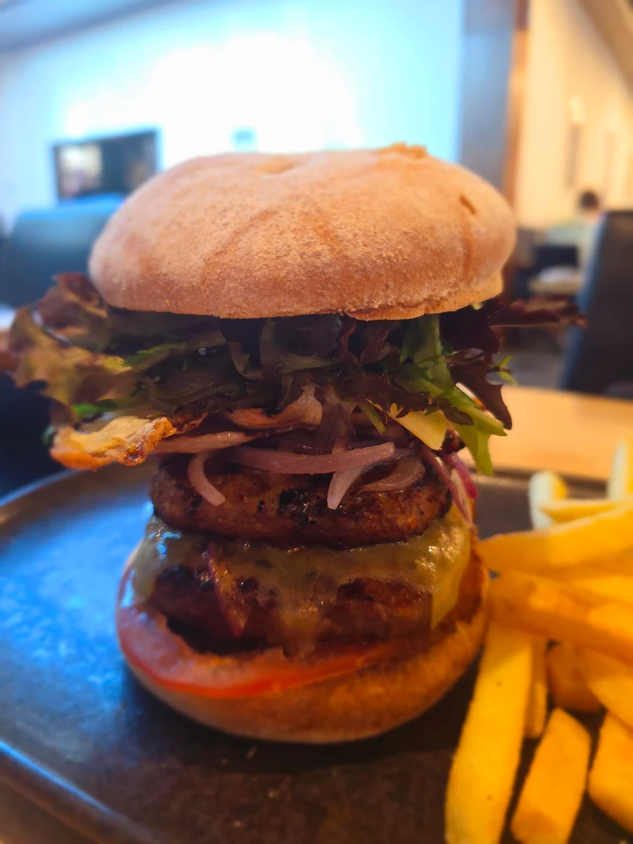 Double Cheeseburger with Added Egg & Bacon