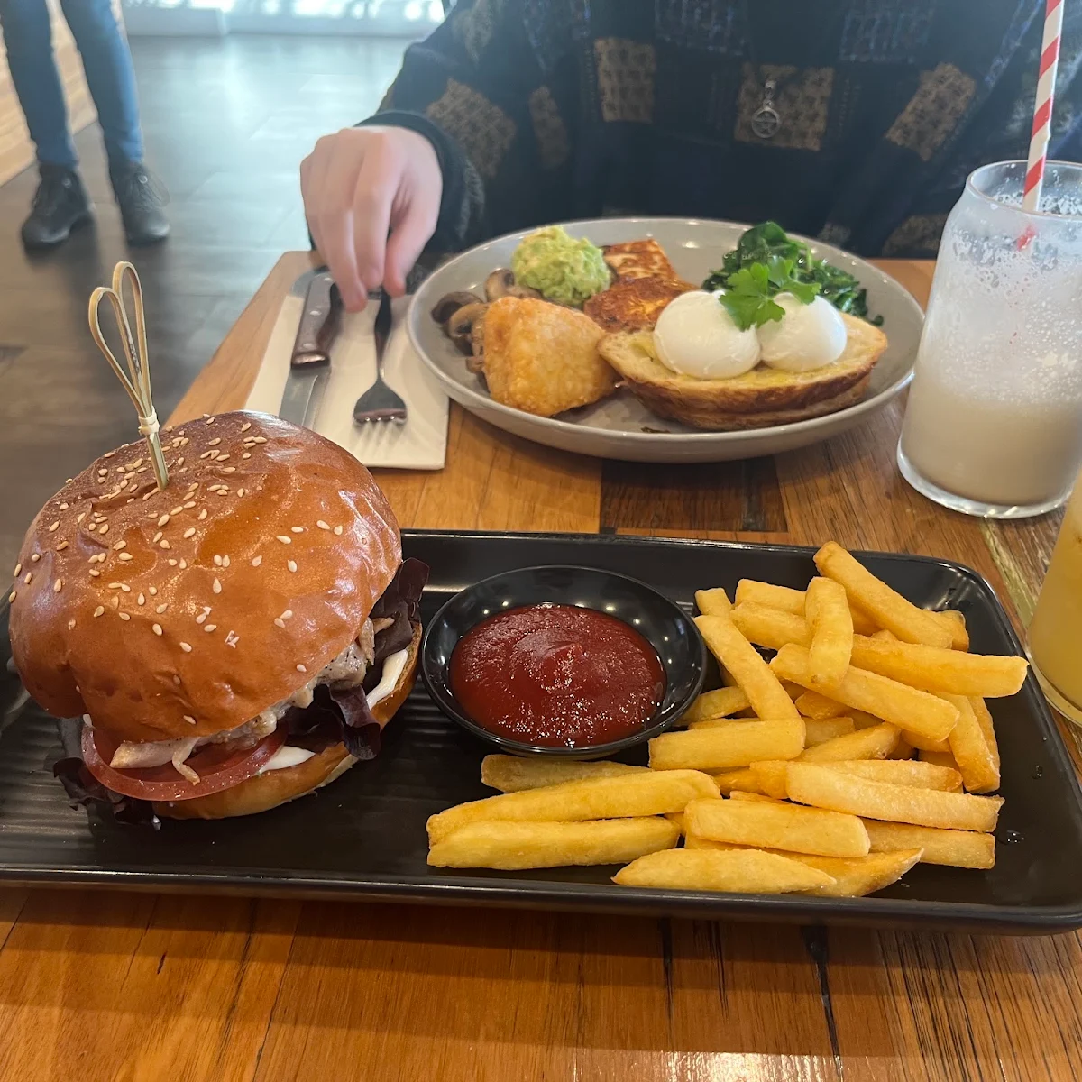 Grilled Chicken Burger and Chips