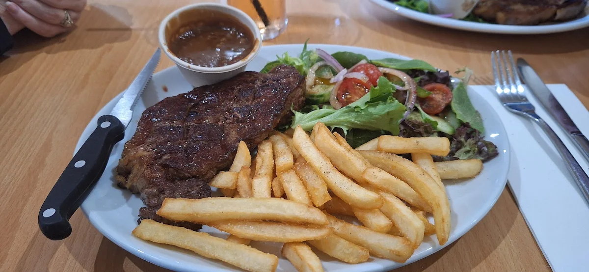Steak Chips and Salad