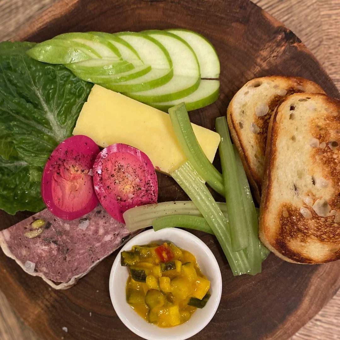 Ploughman’S with Pork Terrine Pickled Egg Aged Cheddar Piccalilli Apple Celery & Toast
