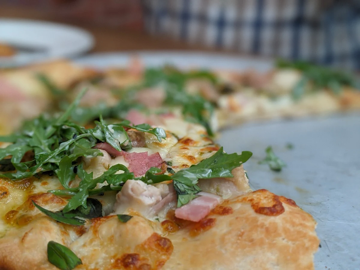 Chicken Bacon and Pesto Pizza