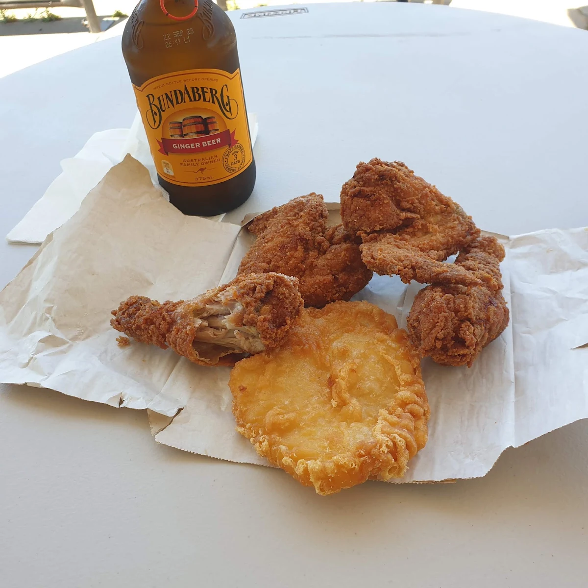 Fried Chicken and Homemade Potato Cakes