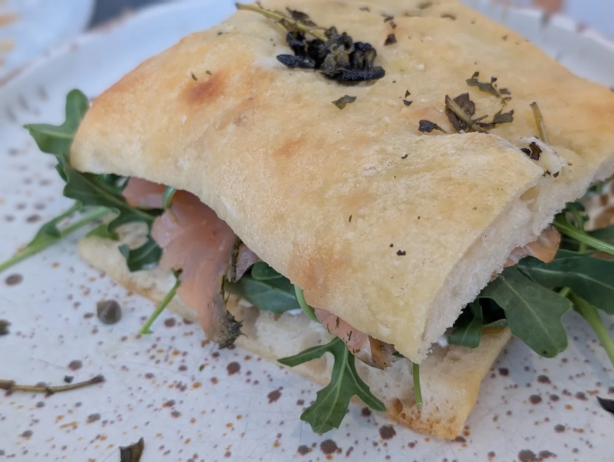 Salmon Gravlax Chive Creme Fraiche Capers Dill Focaccia