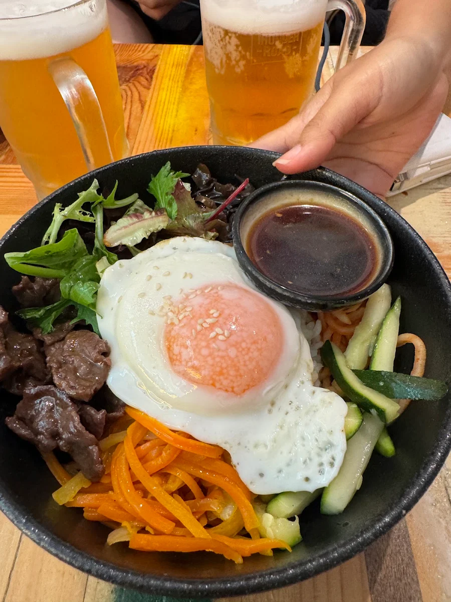 Bibimbap, Gami Chicken & Beer