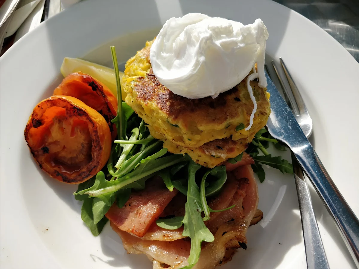 Corn Fritter Stack, Lexie's on the Beach & The Crow's Nest (upstairs)