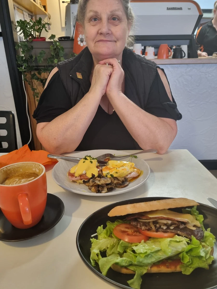 Eggs Benedict and Open Steak Sandwich