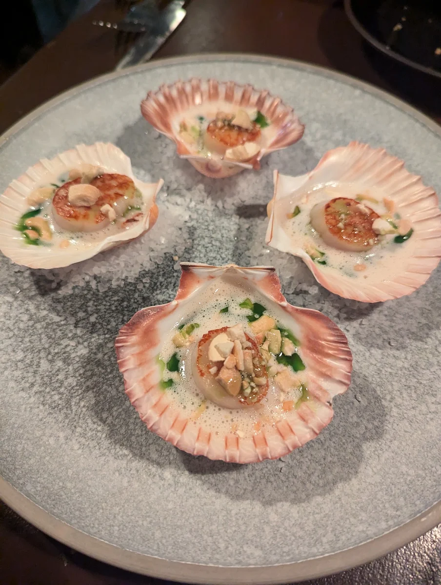 Oysters Mignonette and Crispy Pancetta Hot Potato and Leek Veloute