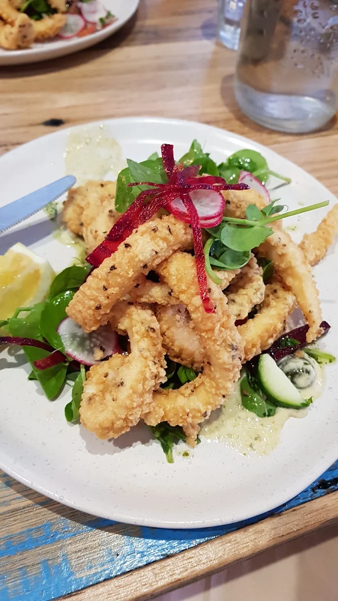 Pepper Squid Salad & Chips