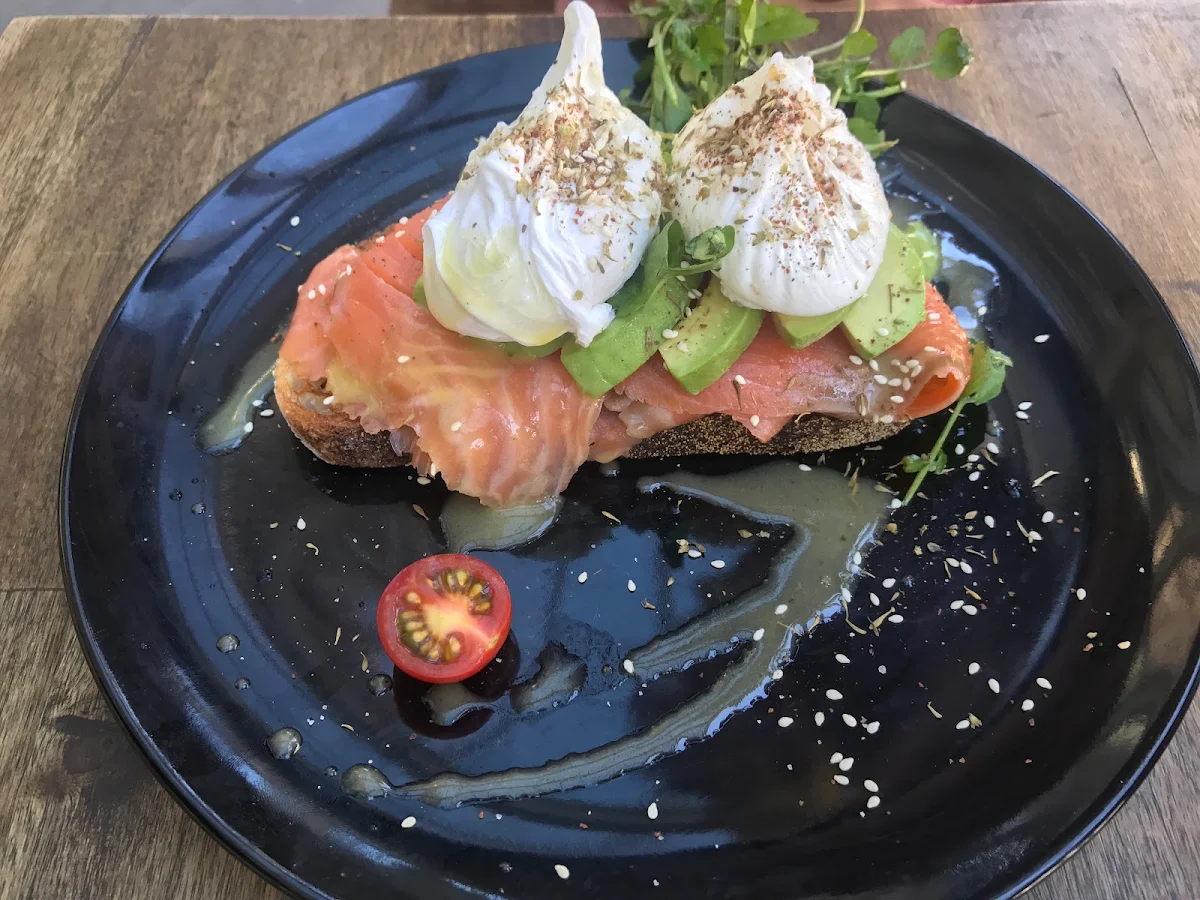 Scrambled Egg with Smoked Salmon in Toasted Croissant