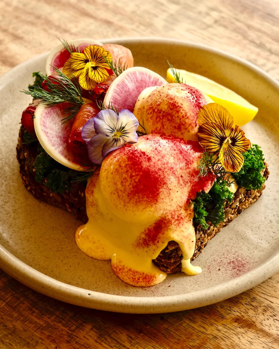 Beetroot & Dill Salmon Benedict