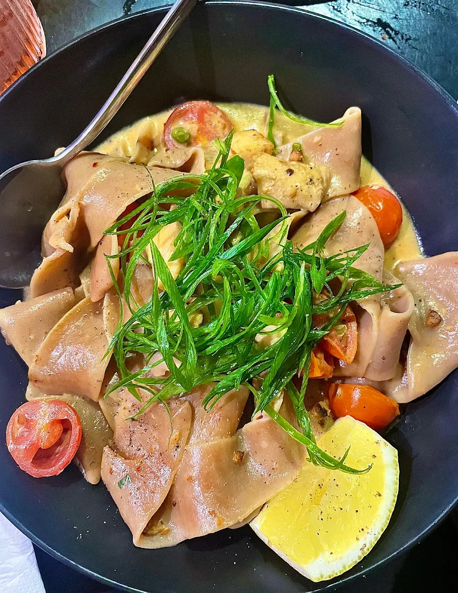 Curry Chicken, Lime, Coconut Cream, Coriander, Peanut, Caramelised Chilli