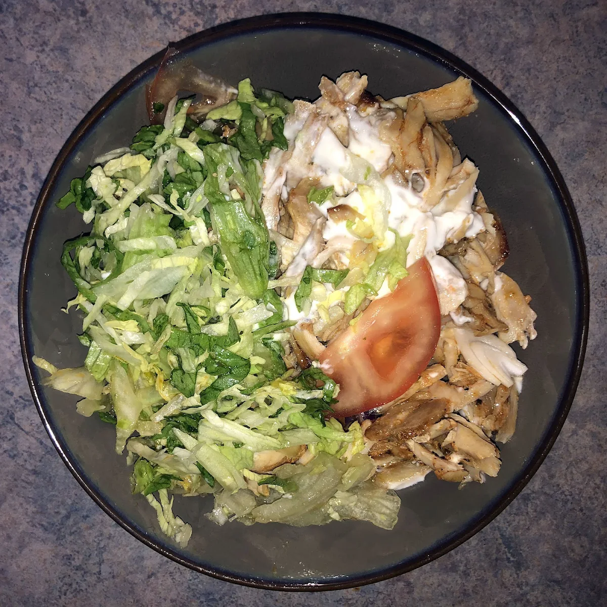 Chicken and Salad with Garlic Sauce