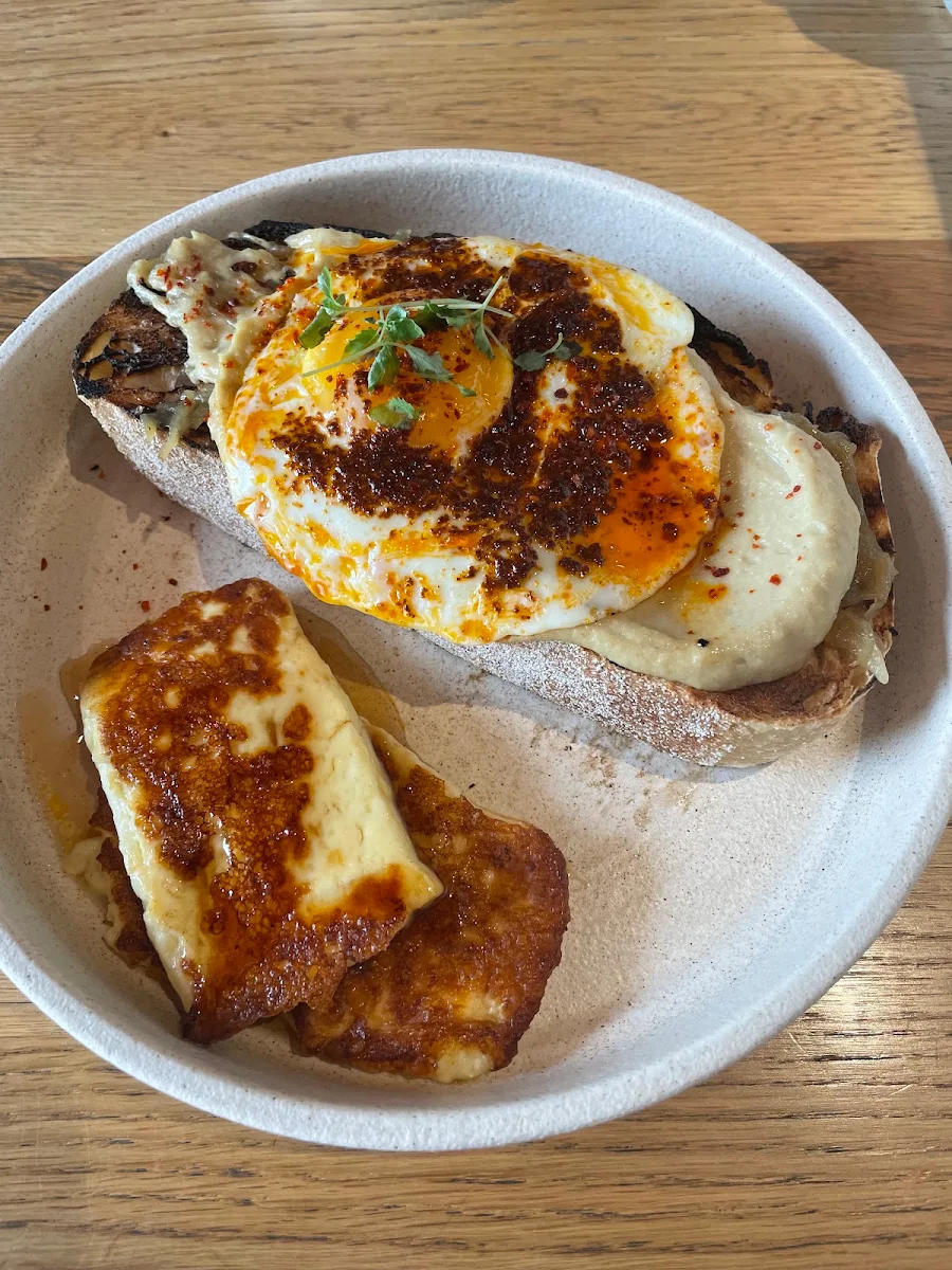 Lebanese Sausage Egg Muffin with Haloumi Pickles and Shatta