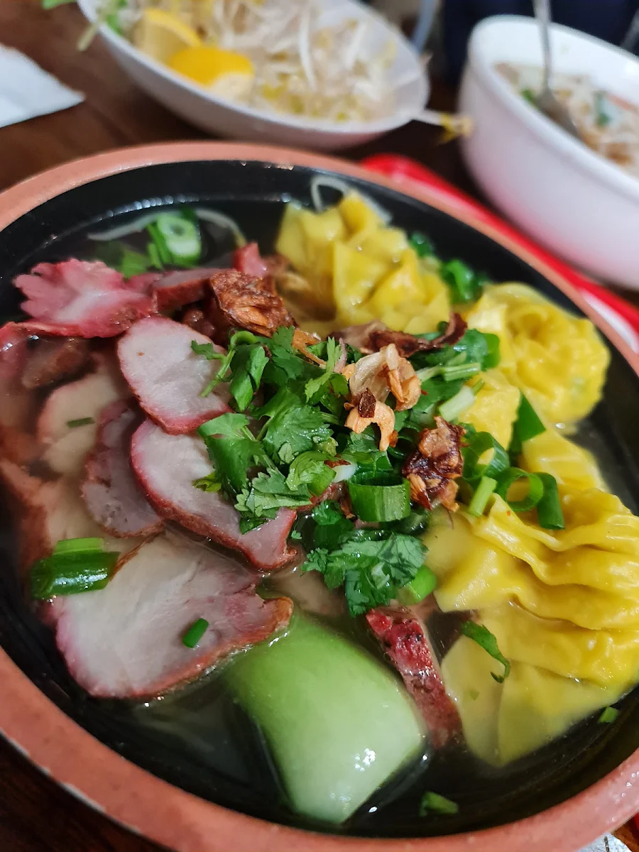 Vegetable Dumpling Egg Rice Noodle Soup