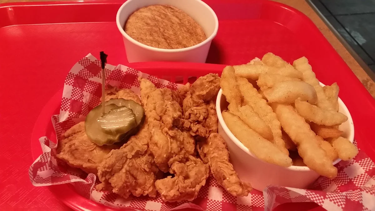 Basket of Chicken Tenders Southern Style Crinkle Cut Chips