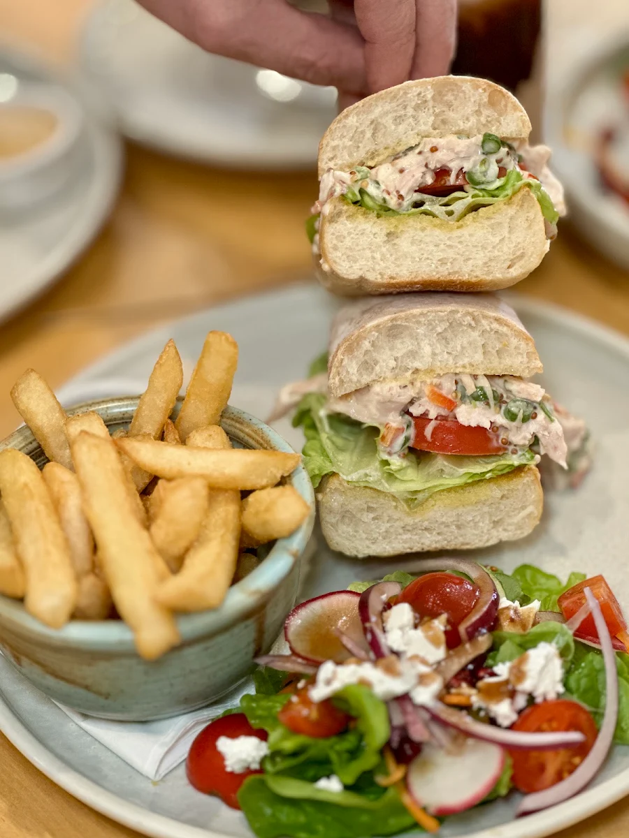 Smoked Chicken Ciabatta with Gem Lettuce Vine Ripe Tomatoes Green Beans Red Pepper & Mustard Mayo